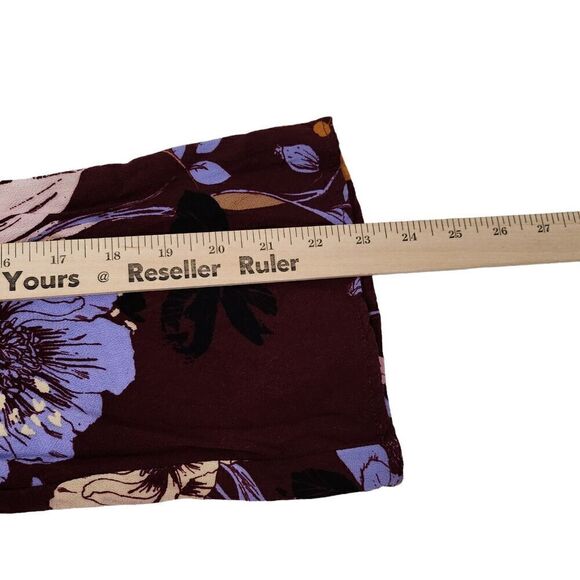 Free People Blouse Small Purple Floral Bella Tunic Top Bell‎ Sleeve Flowy Boho - Picture 11 of 11